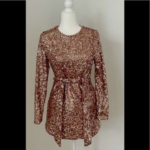 Rose goldsequin short dress